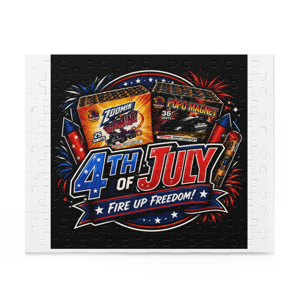 4th of July Puzzle - "Fire Up Freedom!" Patriotic Fireworks Jigsaw (120/252/500 pcs)
