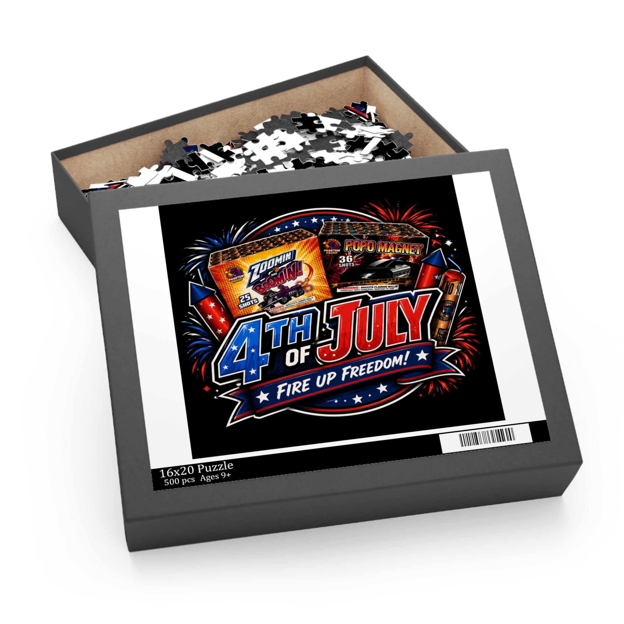 4th of July Puzzle - "Fire Up Freedom!" Patriotic Fireworks Jigsaw (120/252/500 pcs)