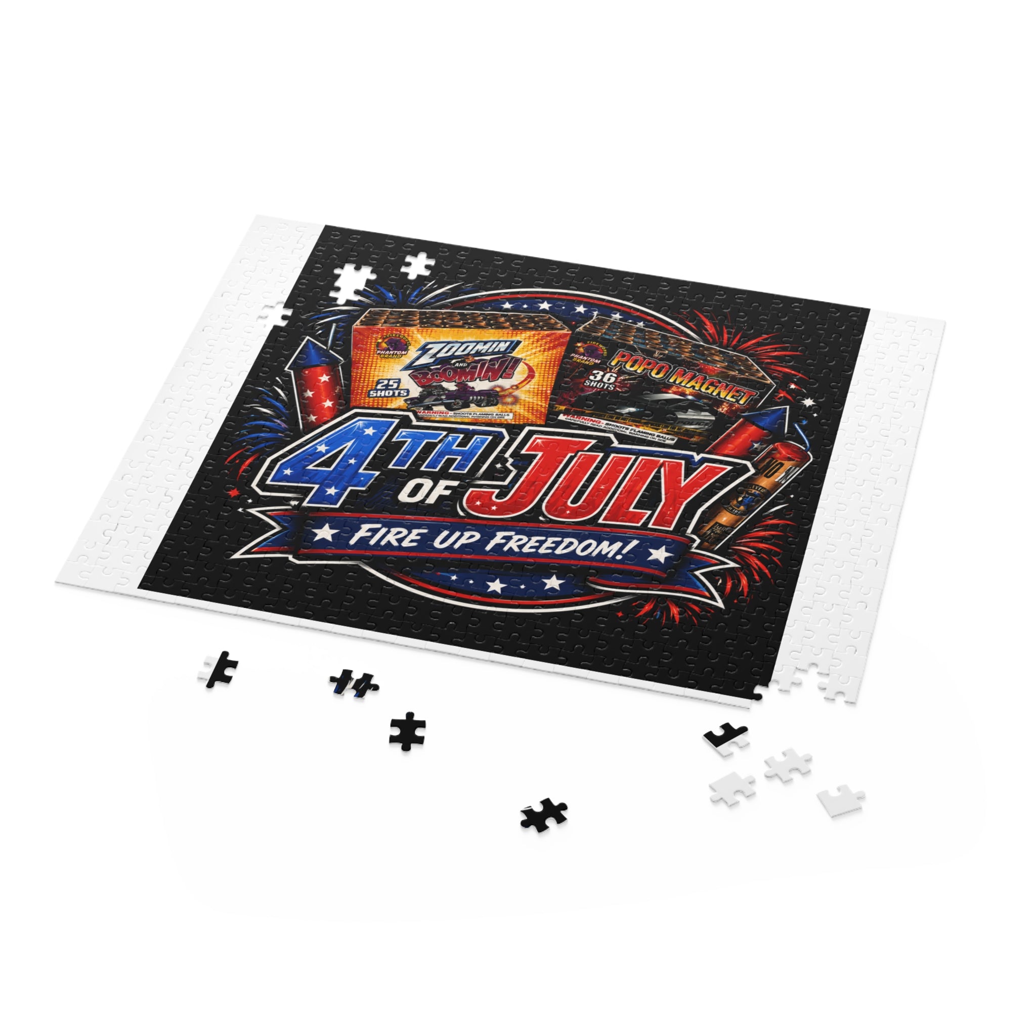 4th of July Puzzle - "Fire Up Freedom!" Patriotic Fireworks Jigsaw (120/252/500 pcs)