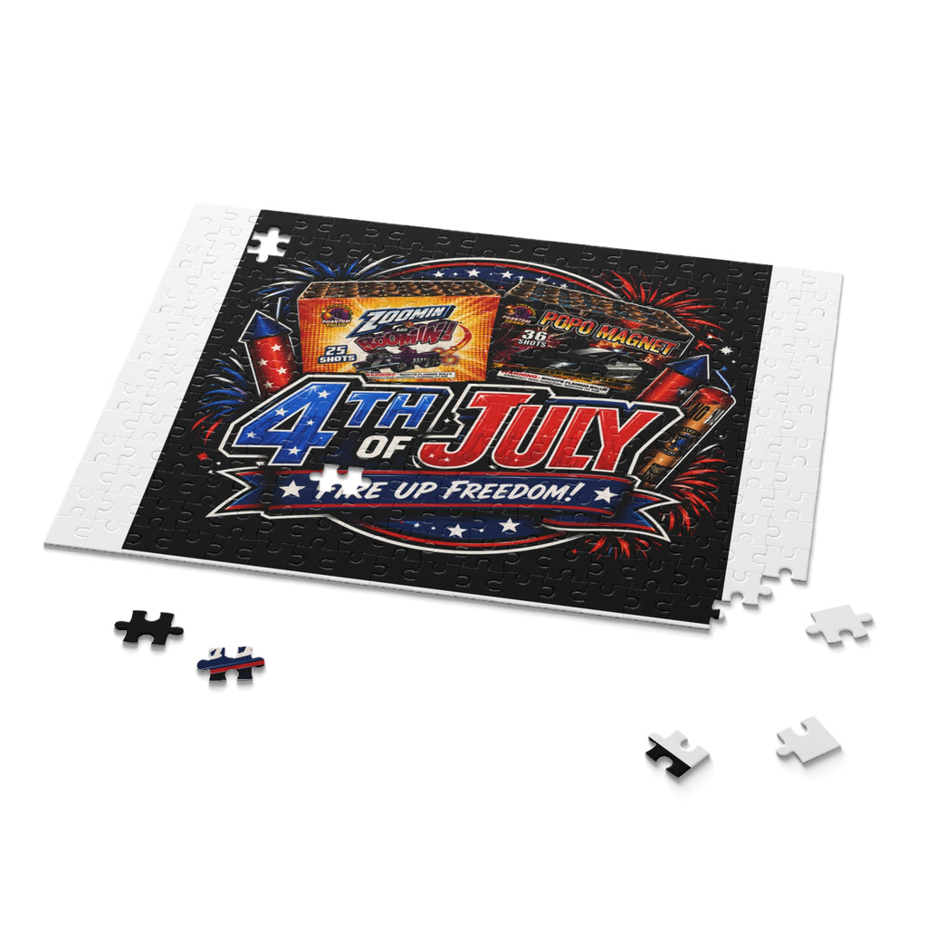 4th of July Puzzle - "Fire Up Freedom!" Patriotic Fireworks Jigsaw (120/252/500 pcs)