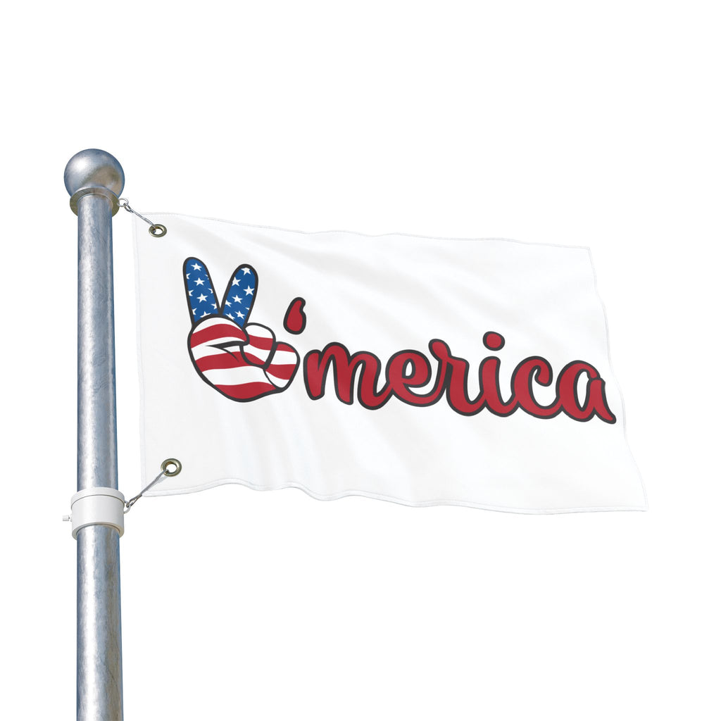 'Merica Peace Sign Flag - Double-Sided American Patriotic Garden Flag