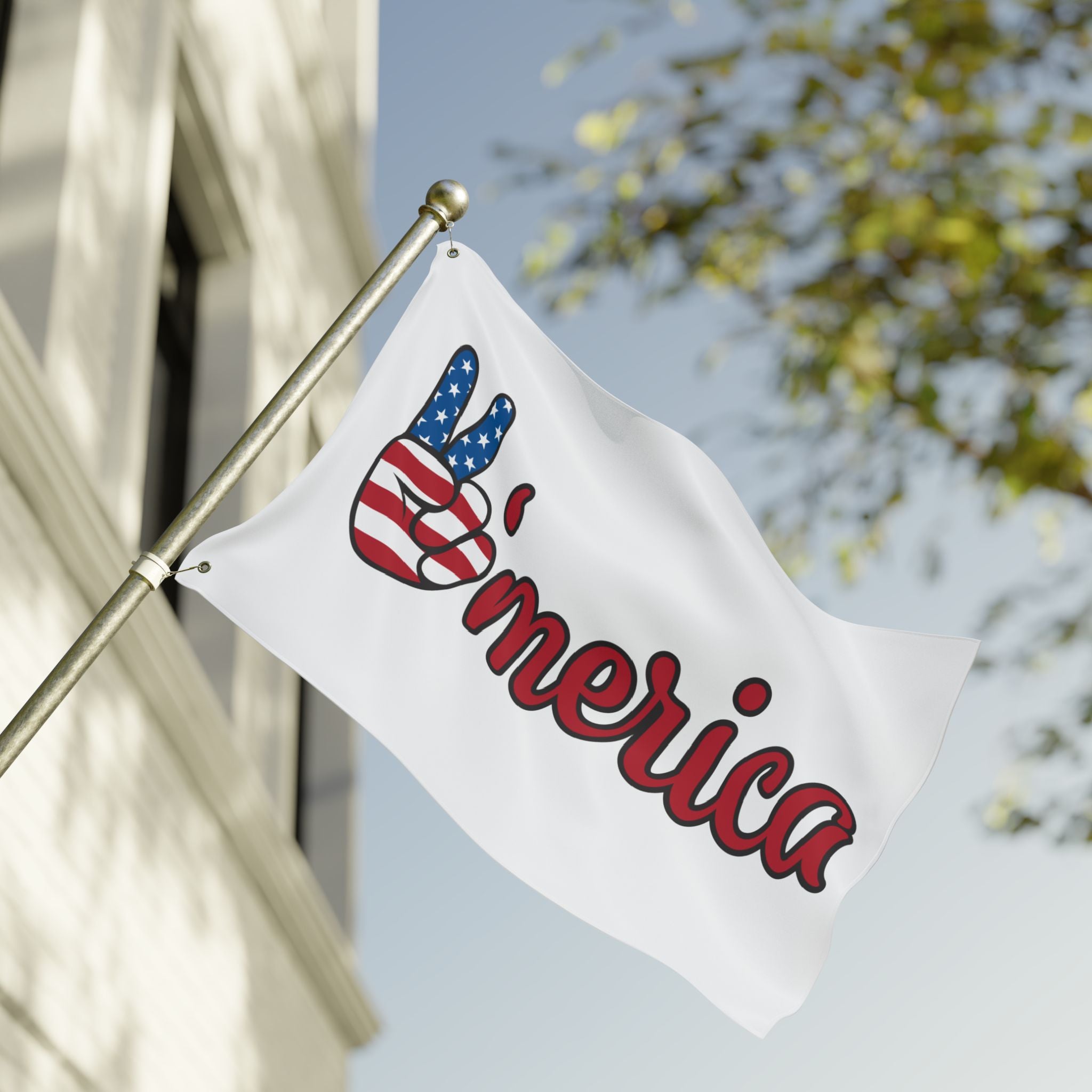 'Merica Peace Sign Flag - Double-Sided American Patriotic Garden Flag