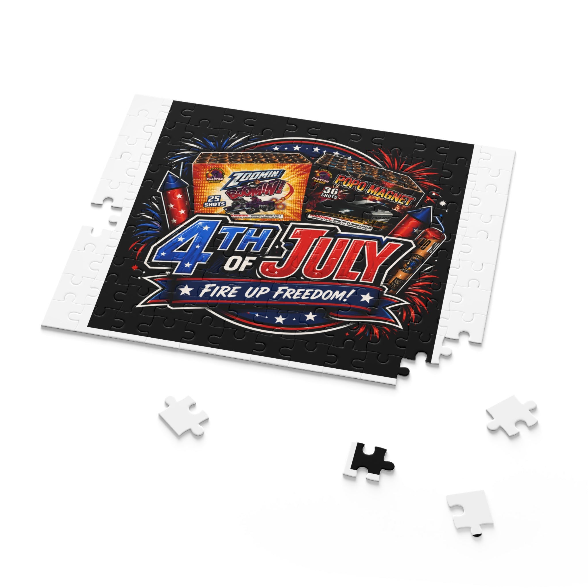 4th of July Puzzle - "Fire Up Freedom!" Patriotic Fireworks Jigsaw (120/252/500 pcs)