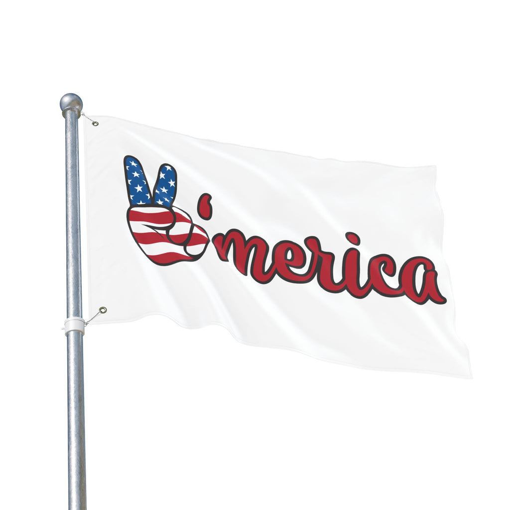 'Merica Peace Sign Flag - Double-Sided American Patriotic Garden Flag