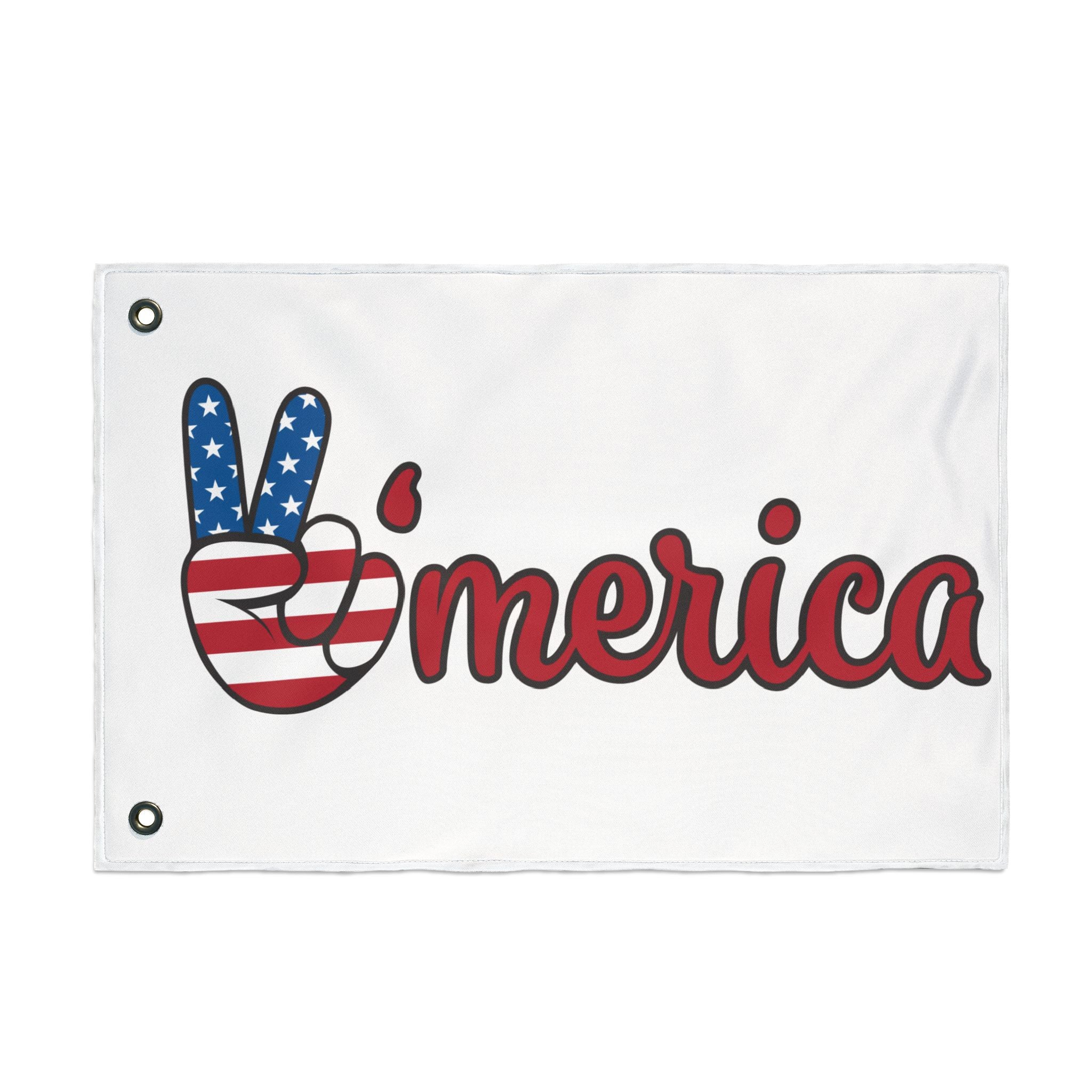 'Merica Peace Sign Flag - Double-Sided American Patriotic Garden Flag